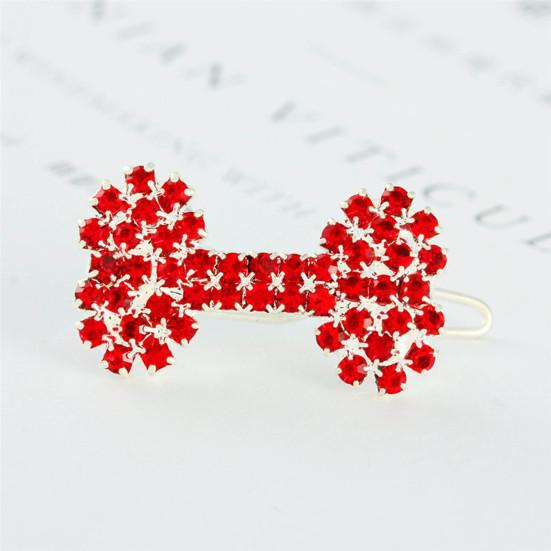 Заколки для волос для щенков, инкрустированные стразами, головной убор для домашних животных, медная модная заколка для волос с костью для домашних животных