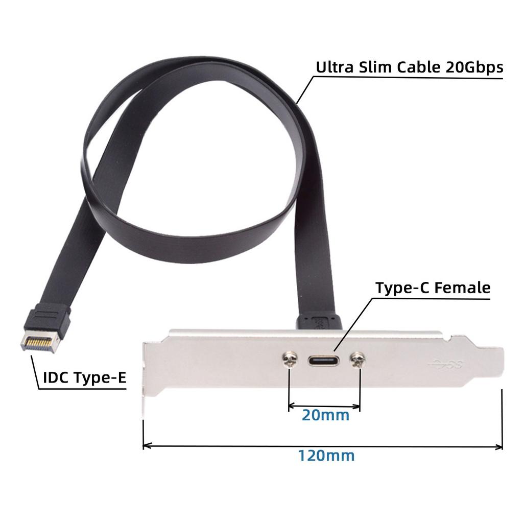 UC-037-20G USB 3.2 Type-E IDC 20-контактный разъем передней панели на USB-C Female 0,5 м 20 Гбит/с удлинительный кабель