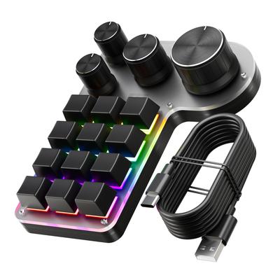 Программируемая макро-клавиатура 12 клавиш 4 ручки игровая панель с USB проводным+BT двухрежимным многоцелевым пользовательским ярлыком