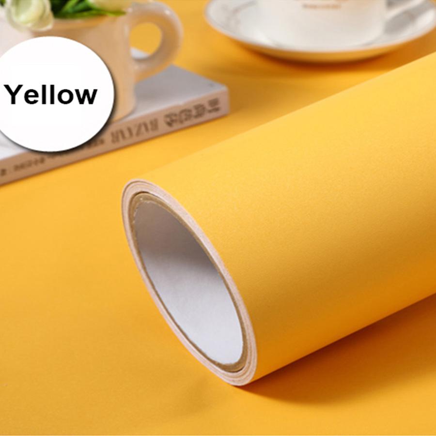 Простые однотонные ПВХ самоклеящиеся обои Утолщенные водонепроницаемые Наклейка для ремонта стен гостиной и спальни Домашнее украшение