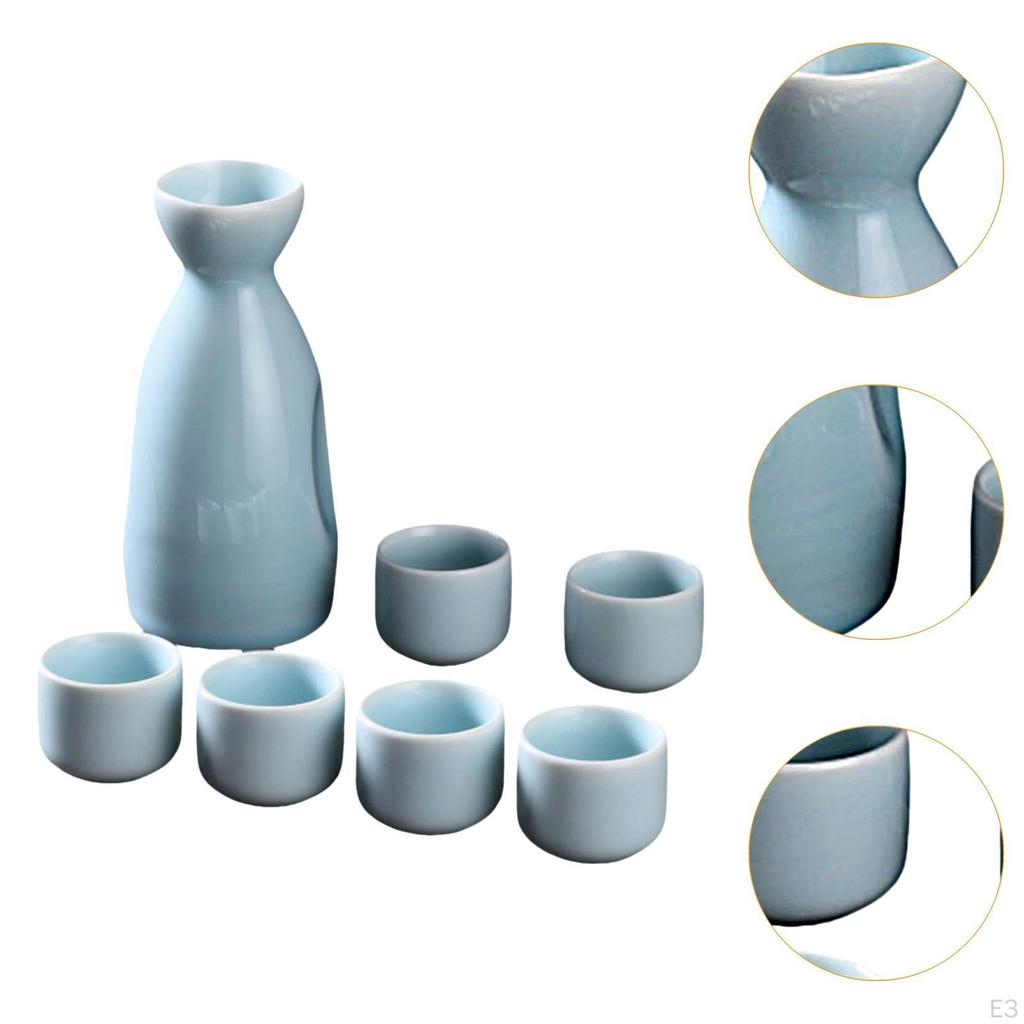 Ceramic Sake Set Pot Cups Crafts Gifts Creative with 6 Traditional Drink