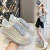 Fashion Autumn Spring Women Platform Shoes Rhinestones Thick-soled White Silver Shoes Shining Crystal Sneakers Trend Casual Sneakers