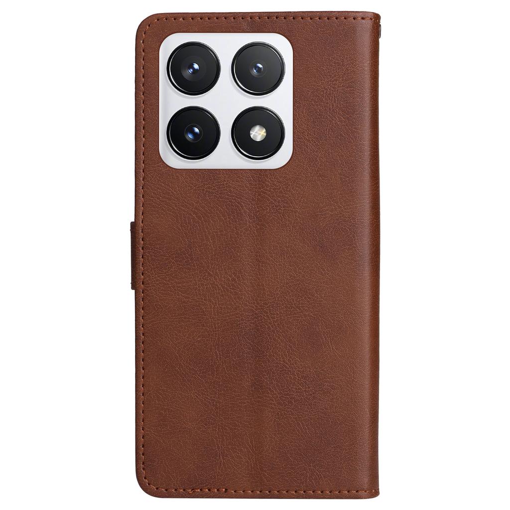 For Xiaomi 14T Pro Case Solid Color Leather Mobile Cover Wallet Stand with Strap