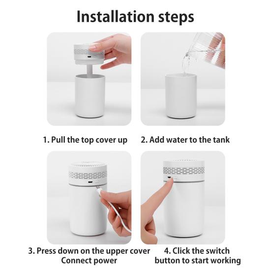 Air Humidifier with Light 2 Modes Adjustable Quiet Operation USB-Powered Cool Mist Humidifier