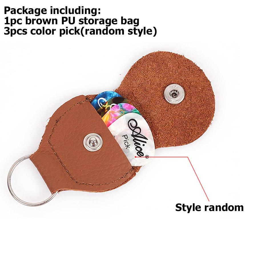 2 Colors Available Foldable Guitar Pick Storage Bag with 3pcs SLL Picks Portable Pick Storage Bag String Instrument Accessories