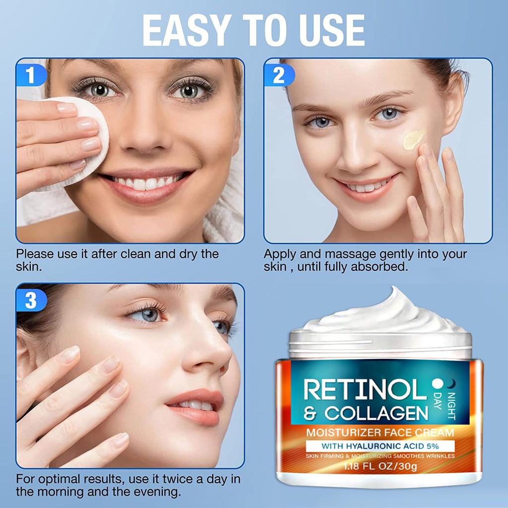 Retinol Collagen Cream Softens Facial Skin, Reduces Wrinkles, Moisturizes And Nourishes