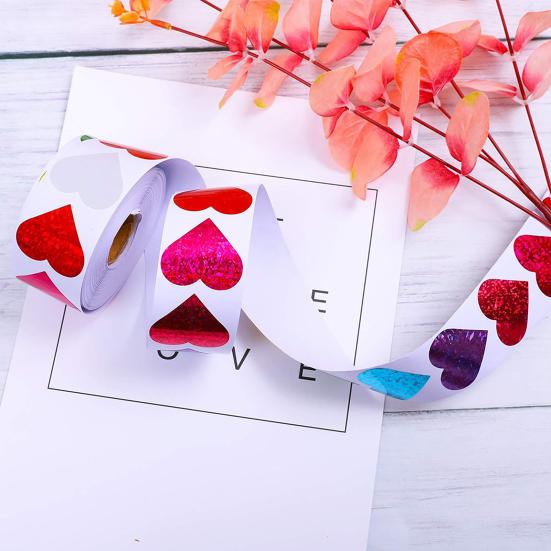 500 шт./рулон этикетки в форме сердца, наклейки на свадьбу, День Святого Валентина, конфеты, подарочная коробка, наклейки