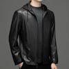 Кожаная куртка мужская красивая повседневная кожаная куртка с капюшоном для папы среднего возраста осенне-зимняя мужская куртка из овчины