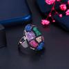 Кольцо CMM Chunky Statement Round Multicolor Cub Zirconia Big для помолвки и свадьбы серебристое регулируемое для женщин