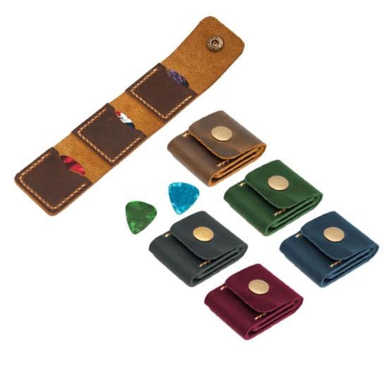 Чехол для медиатора на 3 слота, сумка-держатель медиатора, чехол из искусственной кожи для хранения медиатора с застежкой-кнопкой для любителей гитары