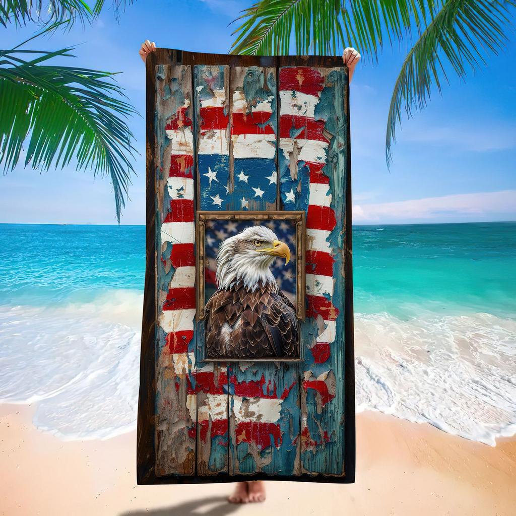 Independence Day Flag Beach Towel Retro Eagle Flag Beach Towel Digital Beach Towel