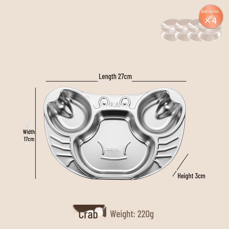 316 Stainless Steel Kids' Divided Dining Tray: Cute Cartoon Tableware for Home & Kindergarten