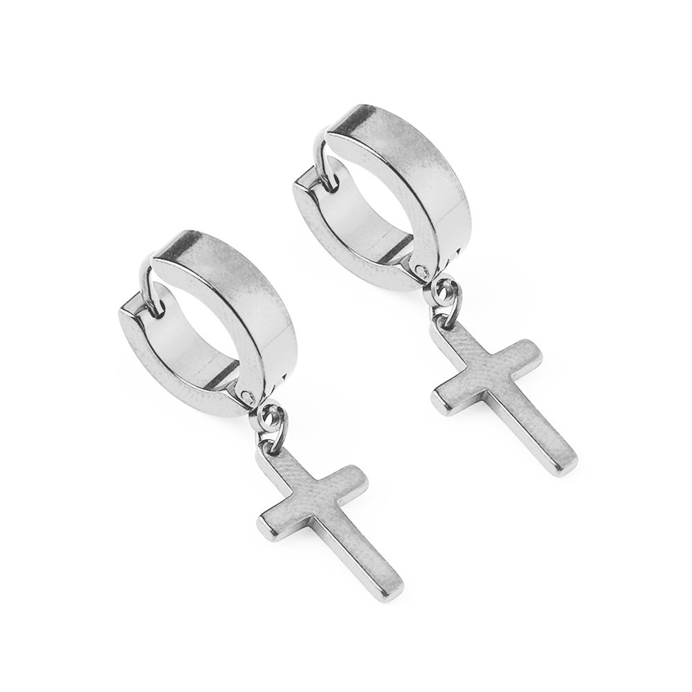 1Pc Punk Gothic Piercing Stainless Steel Cross Stars Dangle Earrings Ear Stud Pendant