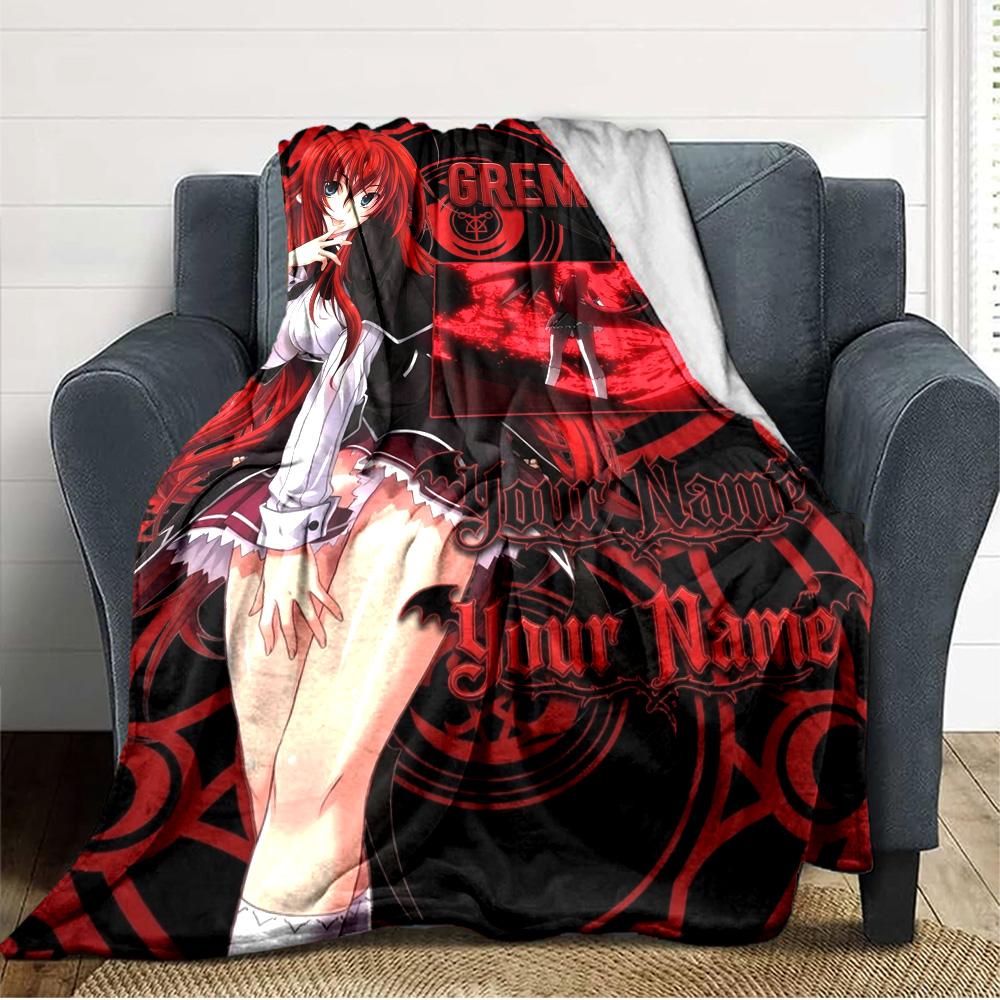 Name Custom Rias Gremory Print Flannel Blanket High Quality Warm Comfortable Cover for All Seasons Perfect for Gifts Home Decor