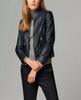 Navy Blue Women's Leather Jacket Biker Moto Pure Lambskin Handmade Stylish Casual