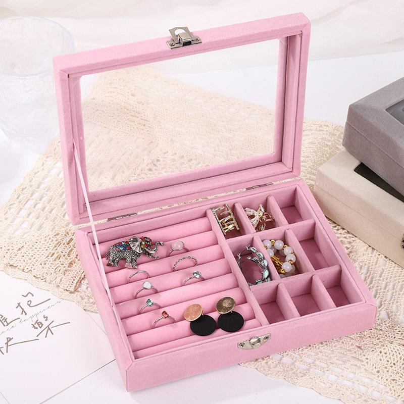 Бархатный чехол с крышкой, коробка для хранения колец, поднос, держатель, коробка для хранения сережек, колец, браслетов, органайзер