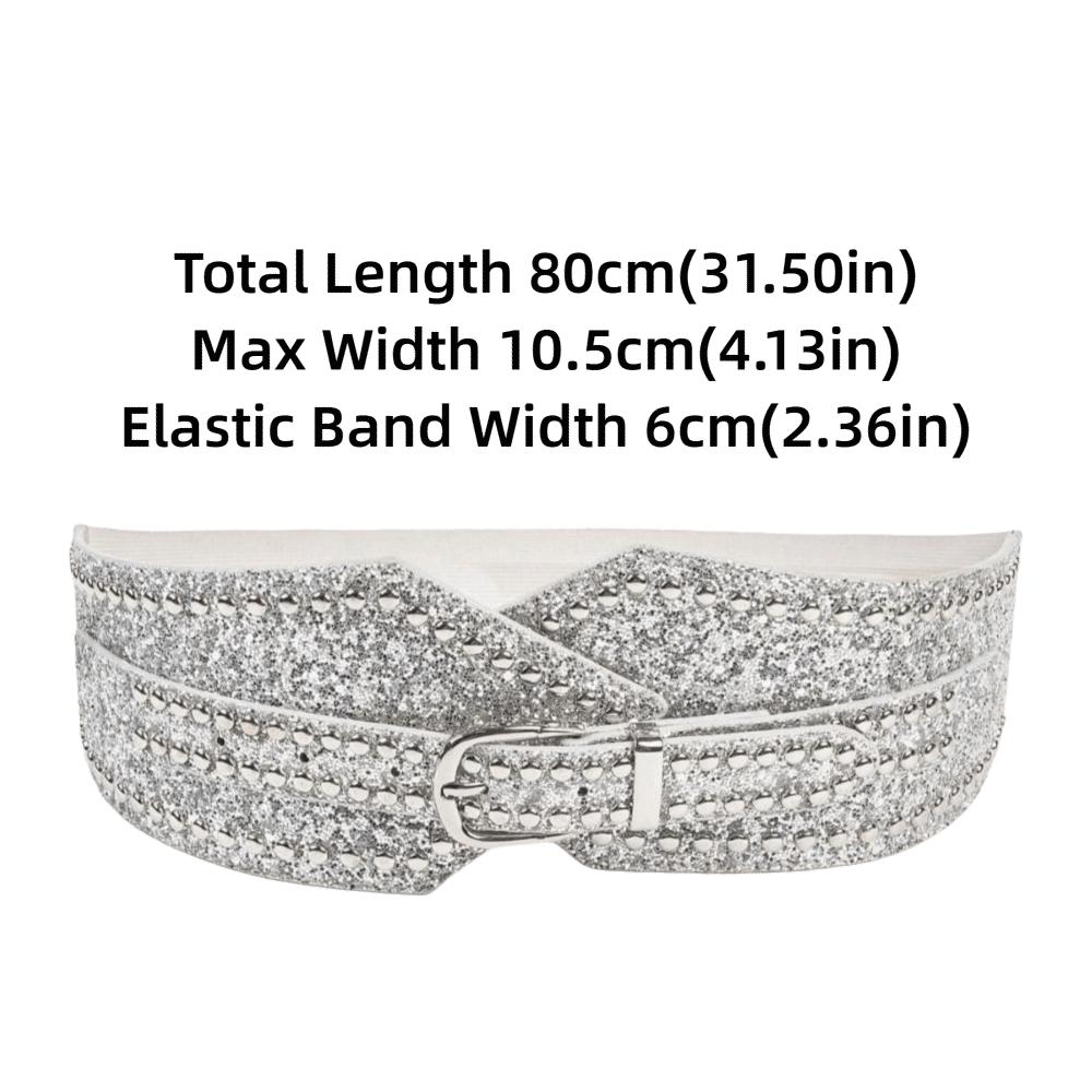 Bling Bling Sparkling Rhinestone Waist Belt Glitter Luxury Brand Design Wide Belt Versatile Metal Rivet Decorative Waistbands