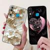 For Infinix Hot 8 Phone Case Hot 8 Lite Hot8 X650 X650C X650B X650D Elegant Floral Cat Pattern Black Silicone Soft TPU Cases