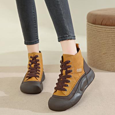 Европейские и американские ретро короткие ботинки женские 2024 осень новые универсальные цветные дышащие повседневные женские туфли среднего размера