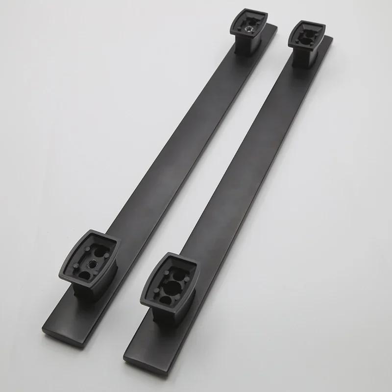 European Antique Black Solid Wood and Glass Door Handle Pair for Hotel or Villa
