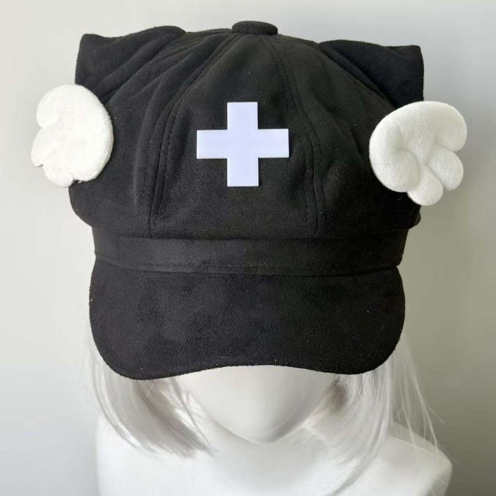 Cat Ears Beret Hat Cross Decoration Octagonal Cap Harajuku Angel Wings Hat Lolita Fashion