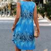 Women Summer Casual Sleeveless O Neck Printed One Piece Dress
