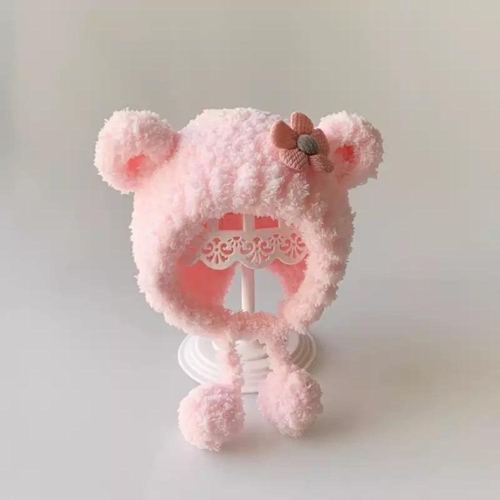 Cute Flower Baby Winter Hats Ear Protection Kids Plush Caps Fashion Newborn Cap Outdoor