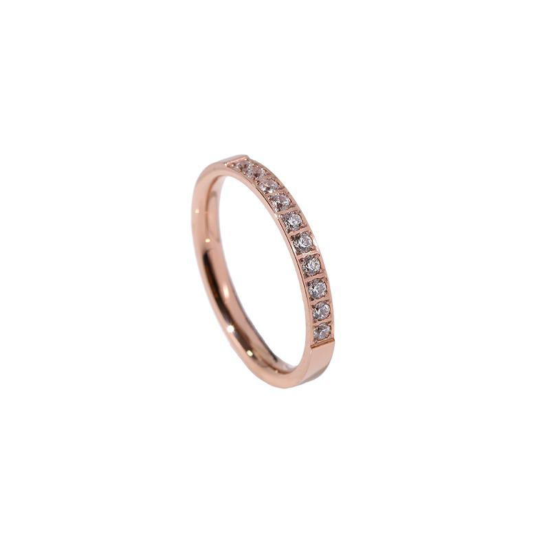 Women's Titanium Steel Ring: Elegant Micro-Inlaid Diamonds, Fade-Resistant, Trendy Couple's Fashion for Index Fingers.