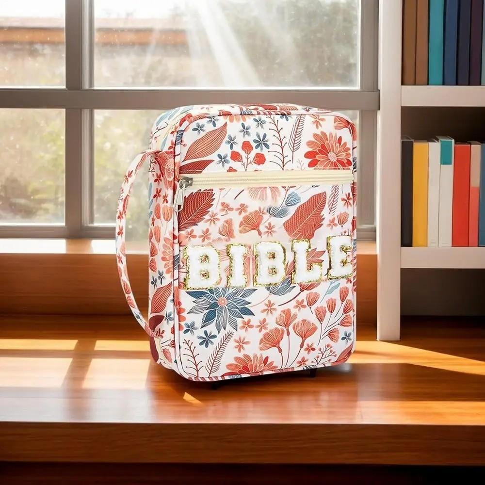 Large-capacity Book Storage Bag Flora Floral Study Bag Stationery Storage Organizer Student
