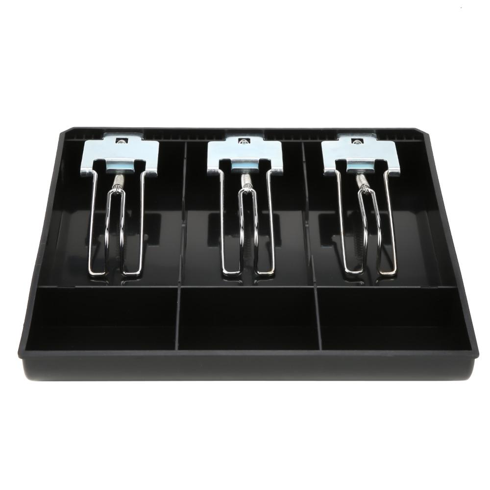 Black ABS Plastic Cash Drawer Insert Tray Three Compartments Money Tray Cashier