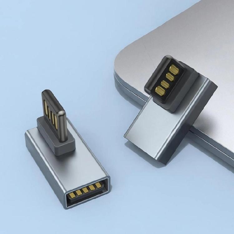 Угловой USB-адаптер 90° с поддержкой двустороннего подключения, быстрой зарядки и передачи данных, для подключения к клавиатурам, мышам,