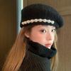 Lamb Wool Winter Top Hat Sweet Pearl Wool Beret Temperament Casual Face Little Painter Hat