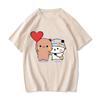 Kawaii Bear Panda Bubu And Dudu T Shirts Holding Hands With Love Balloon Print Tee-shirt 100% Cotton Tshirt Oversize Boys/Girls O-Neck  Tees Fashion