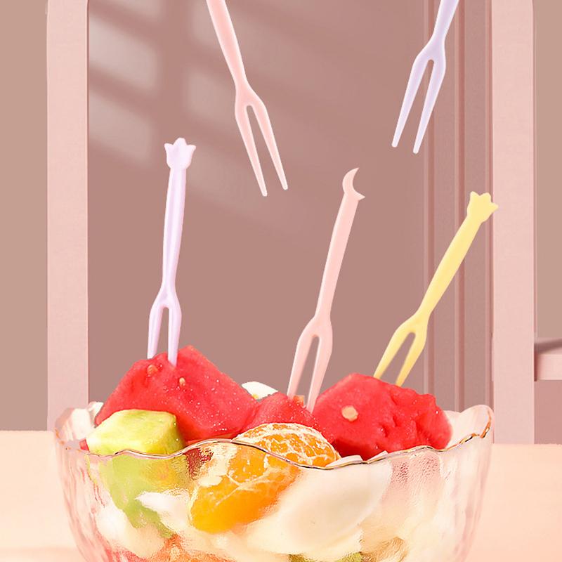 50 шт./набор вилок для фруктов конфетного цвета, мини-фруктовые палочки, пластиковые вилки для закусок и десертов