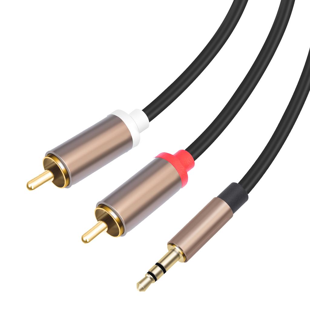 3.5mm Male To Dual RCA Male Audio Cable AUX Jack Y Splitter For Home Theater HiFi Systems With Gold Plated Connectors