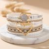 Braided Heart Woven Bracelet Leather Stacked Zircon Bracelets  Female Jewelry