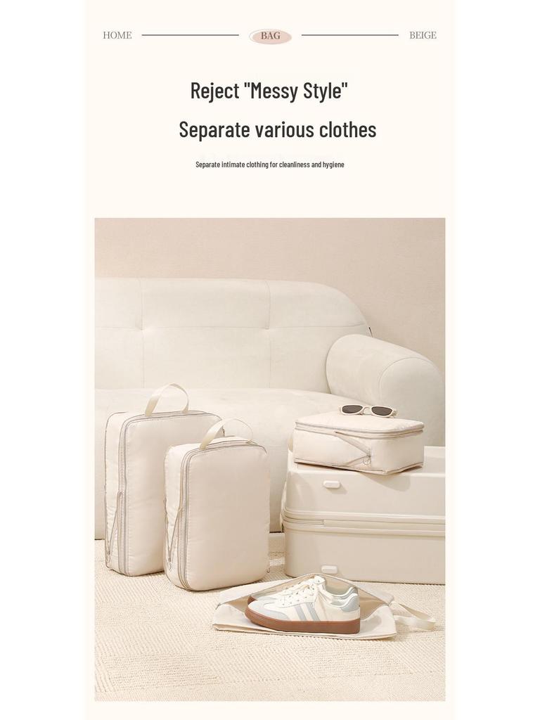 Four-Piece Travel Compression Bag Set for Clothes, Underwear, Toiletries, and Cosmetics