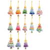 Knitted Christmas Tree Ornament Multi-Layered Mini Crochet Christmas Tree Hanging Decoration with Bell And Star Top Colorful Small Xmas Tree