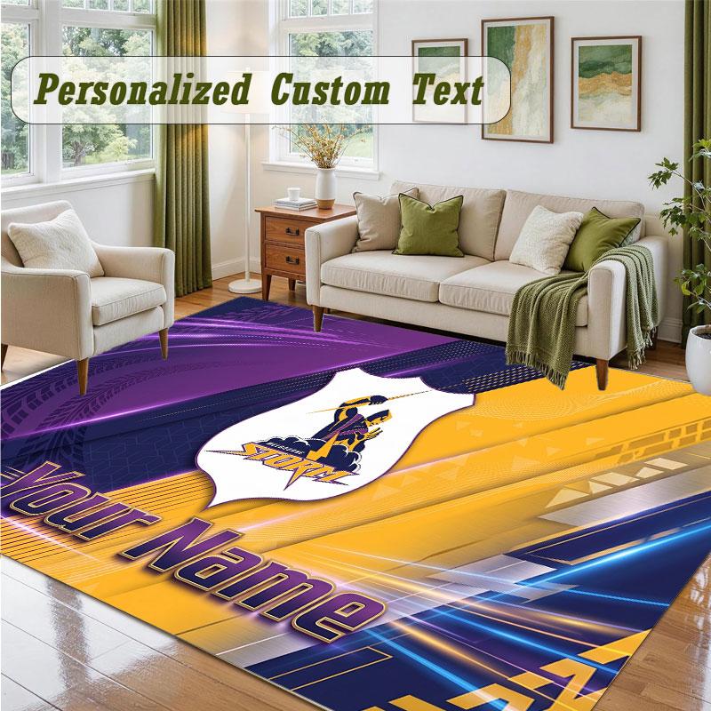 Crystal Velvet Square Rug Custom NameMelbourne Storm Pattern Non Slip Home Floor Decor Rug