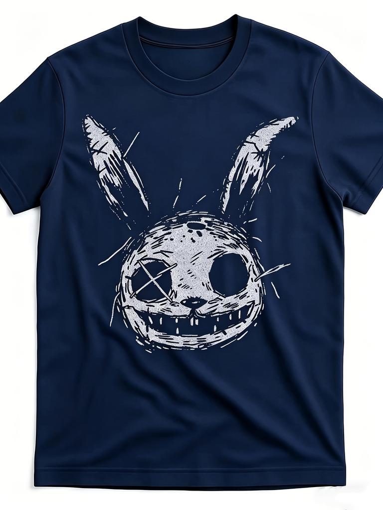 Streetwear Cartoon Anime Horror Rabbit Print Design Graphic Men's and Women T Shirt Tee Oversize Casual Y2K Harajuku Vintage