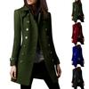 Women's Solid Color Button Lapel Woolen Button Long Sleeved Jacket