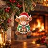 Милые ornaments в форме коровы, деревянный рождественский ornament Хайленд, 2D подвесное украшение со шнурком, деревенское животное, украшение для рождественской елки, вечеринки, уникальное