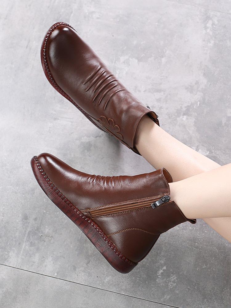 Модная женская обувь GKTINOO из натуральной кожи 2025 Зима Натуральная шерсть Мех Натуральная кожа Женские зимние ботинки большого размера Женская зимняя обувь