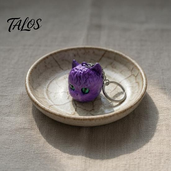 Игривая кошка, украшение для сумки, брелок-голова, 3D-печать, милый кавайный котенок, подвеска с перламутровым покрытием и ярким аксессуаром, зеленые глаза, легкий