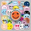50 Trendy Smiley Face Waterproof Stickers for Suitcases, Scooters, Laptops, Tablets, and Cups