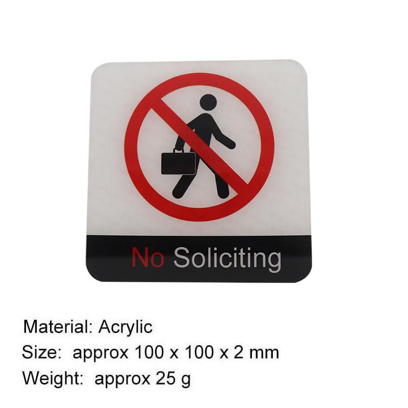 Acrylic Creative Signage No Soliciting Sign Wall Label Sticker Warning Badge for Residential Communities Office Commercial Stores Hospitals Schools