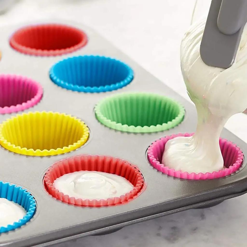 10pcs/pack Silicone Molds Cupcake Baking Cups Reusable Muffin Cup Liners Rainbow Cupcake Wrappers Non-stick Cup Cake Mold For Party