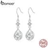 Серьги-подвески BAMOER из цельного белого золота и серебра 925 пробы, классические легкие серьги-капли с фианитами для женщин, ювелирные изделия