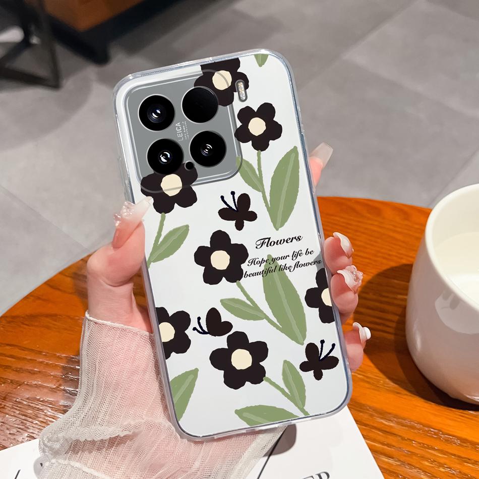 Чехол 'Цветы для отдыха' для Xiaomi 15 Pro, Прозрачные чехлы для телефона, Цветная мягкая задняя крышка для Xiaomi15 15Pro, Силиконовый противоударный корпус