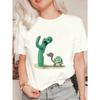 Oversized T Shirt Black Cactus And Turtle Print Casual Wear For Women Summer Streetwear Fashion Top